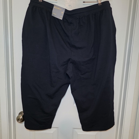 Style & Co Plus Size Knit Pull-On Capri Pants 3X Black Drawstring - Picture 4 of 4